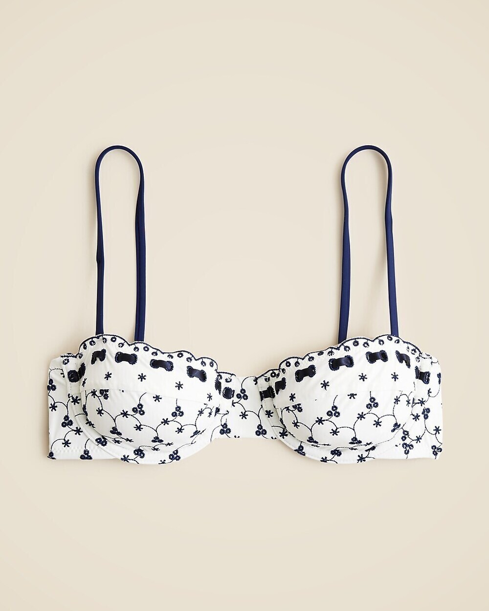 J.Crew White Navy Eyelet Bikini Set Sz M